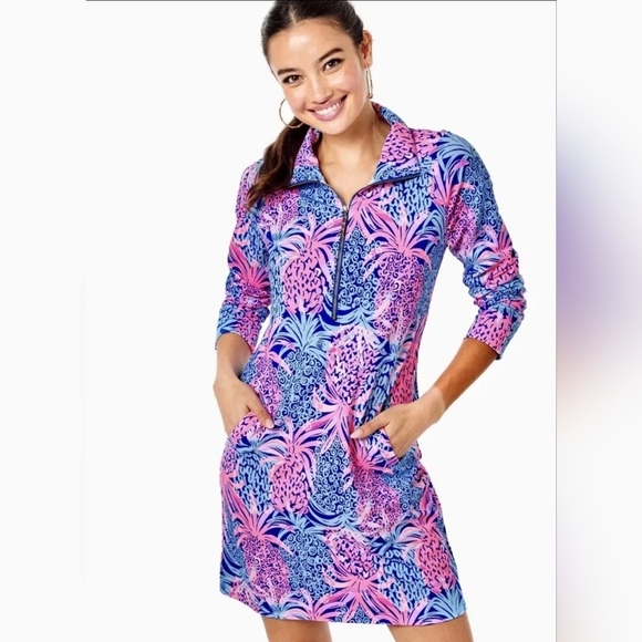 Lilly Pulitzer UPF 50+ Skipper Dress Tropic Down Low - Picture 1 of 10